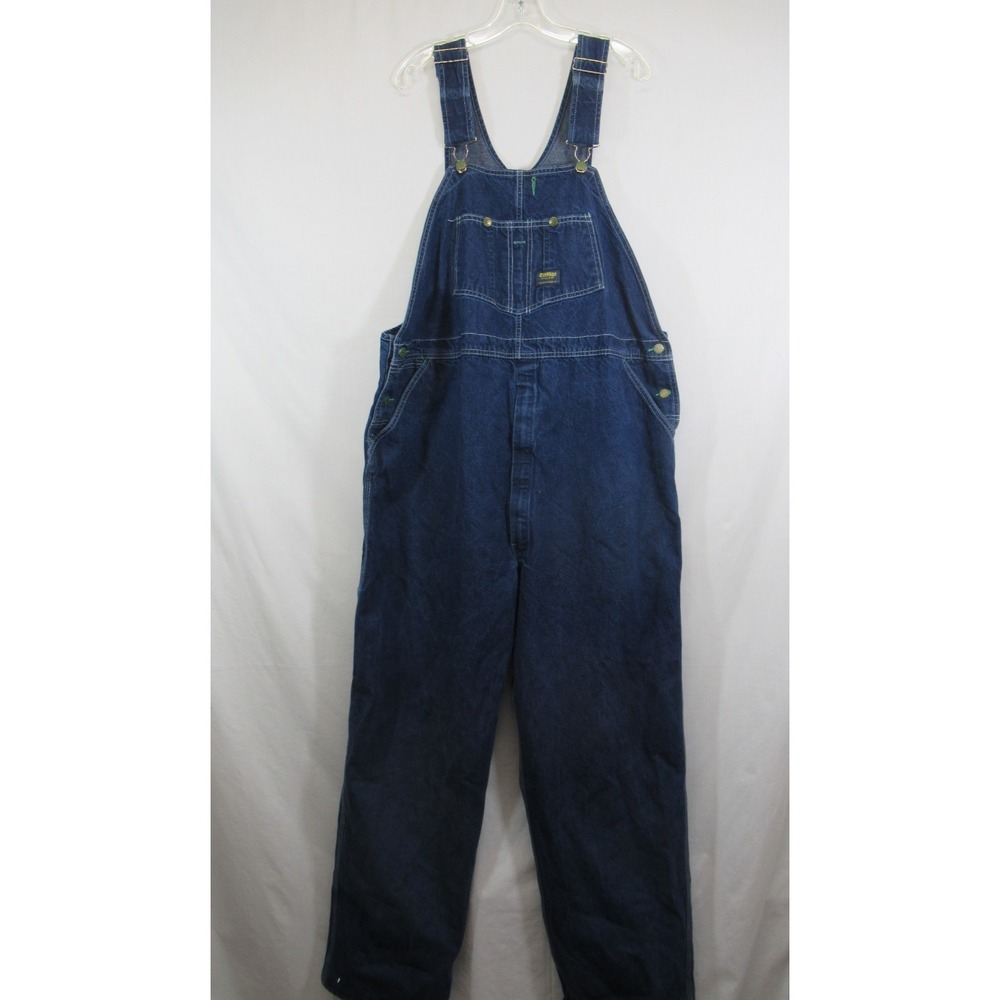 Vintage OshKosh Vestbak Denim Bib Overalls Men 48x32 Blue Made in USA Workwear